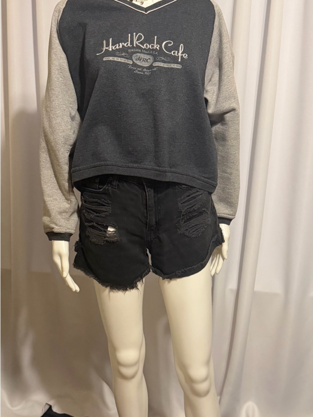 Aeropostale Black Distressed Mom Shorts